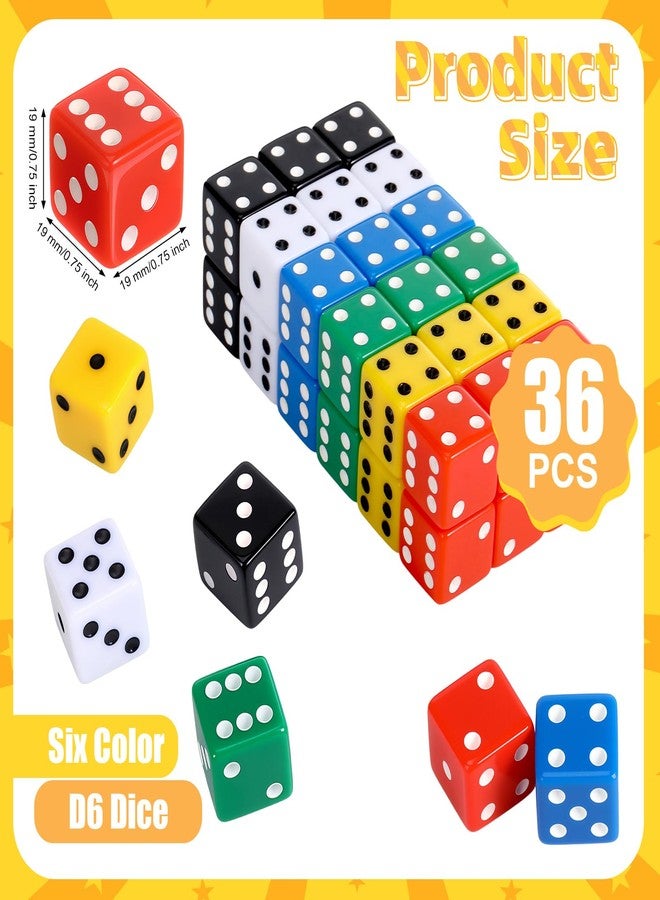 Seenelling 36 Piece 19mm Casino Theme Party Dice Sets Acrylic Large D6 Opaque Dice Bulk for Board Games Birthday Theme Party Supply (Classic Color) - Image 5